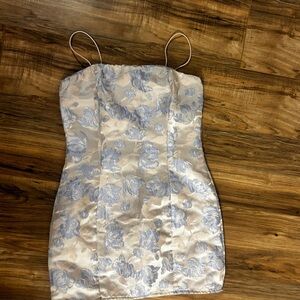 Lulu's Cream and Blue Floral Dress